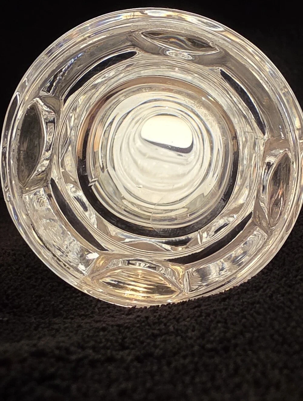 Vintage Heavy Clear Glass Vase Geometric Space Age Brutalist 8.75